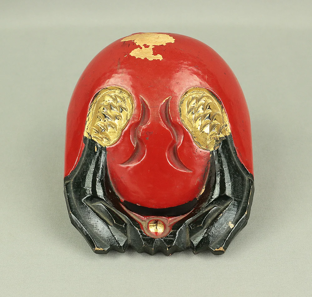 Reversible Mokugyo (Wooden Fish) Fish-shaped wooden temple drum wooden gong with stick & cushion Japanese Buddhist altar fittings - Image 10