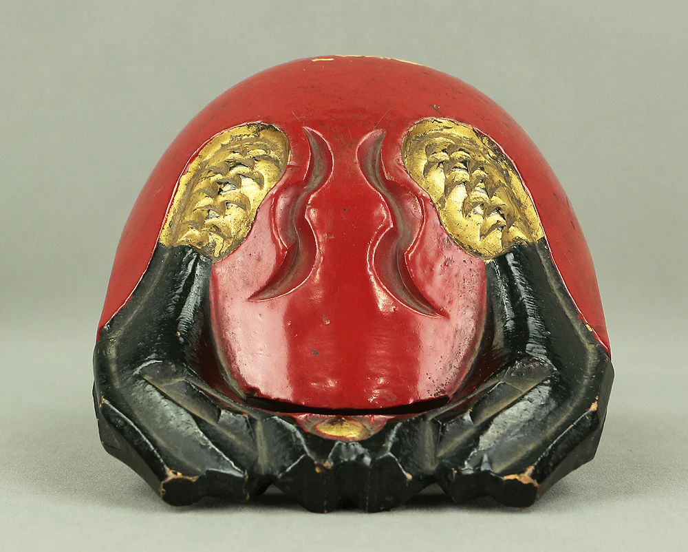 Reversible Mokugyo (Wooden Fish) Fish-shaped wooden temple drum wooden gong with stick & cushion Japanese Buddhist altar fittings - Image 11