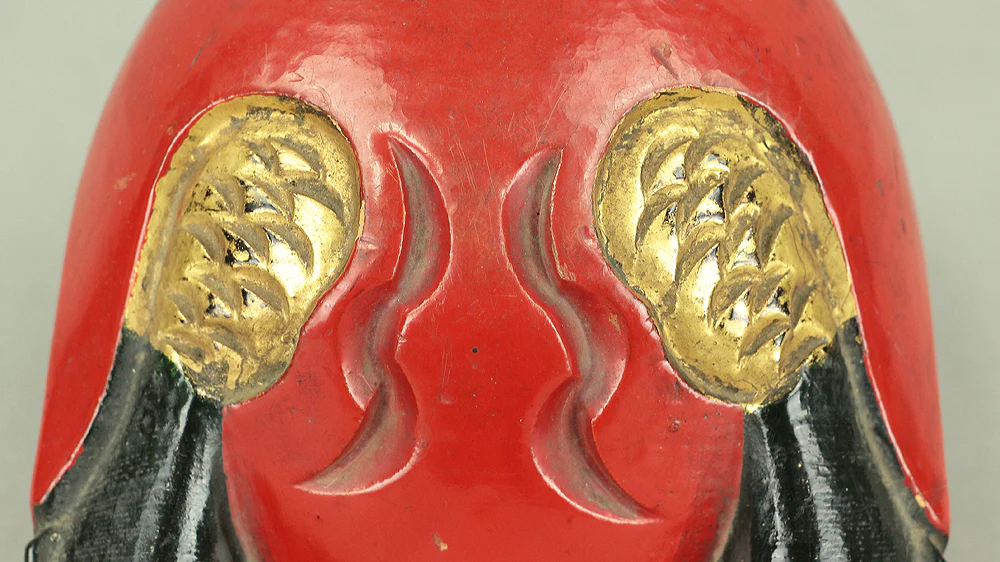 Reversible Mokugyo (Wooden Fish) Fish-shaped wooden temple drum wooden gong with stick & cushion Japanese Buddhist altar fittings - Image 5