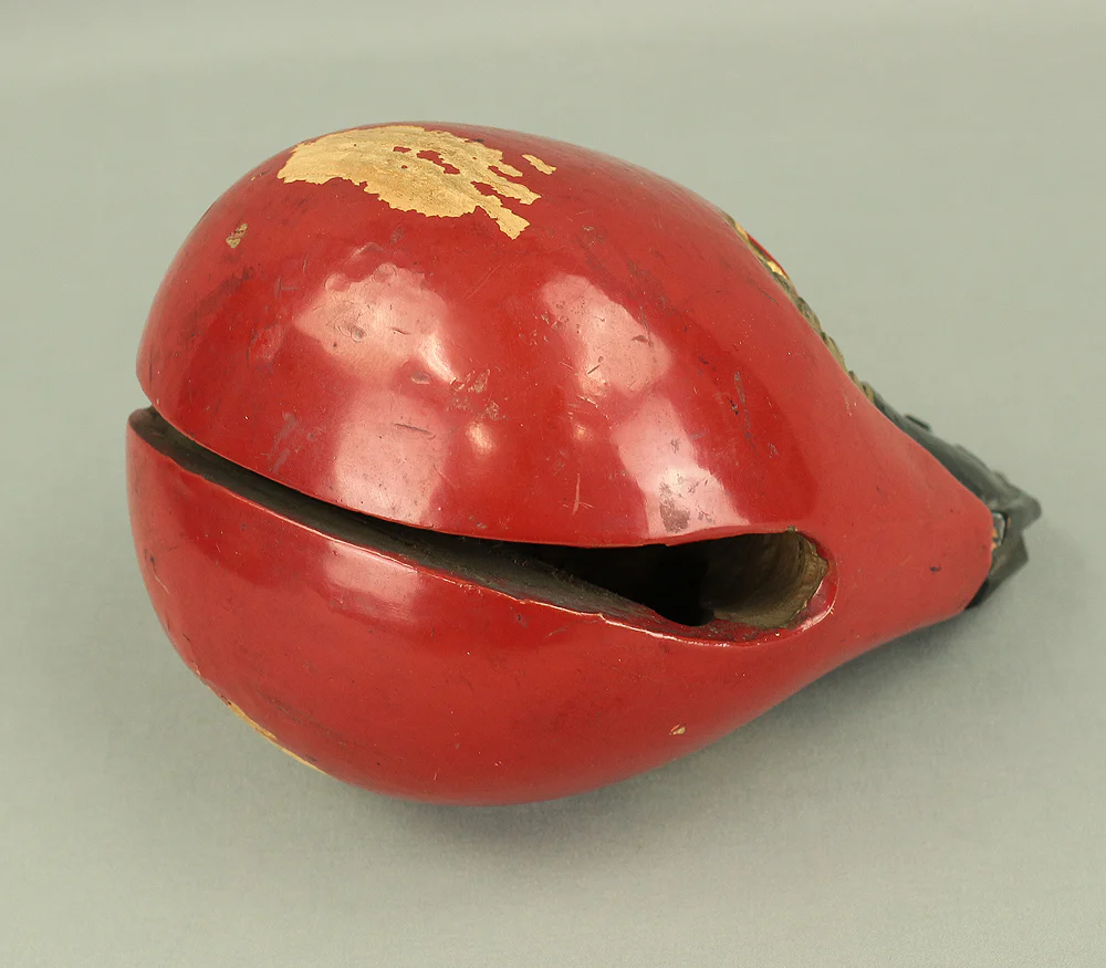 Reversible Mokugyo (Wooden Fish) Fish-shaped wooden temple drum wooden gong with stick & cushion Japanese Buddhist altar fittings - Image 8