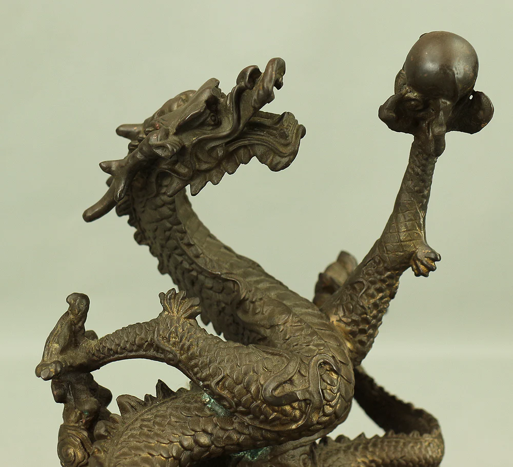 Rising Dragon Holding Cintamani (Nyoi Hoju) Okimono Figurine VA429 - Image 10