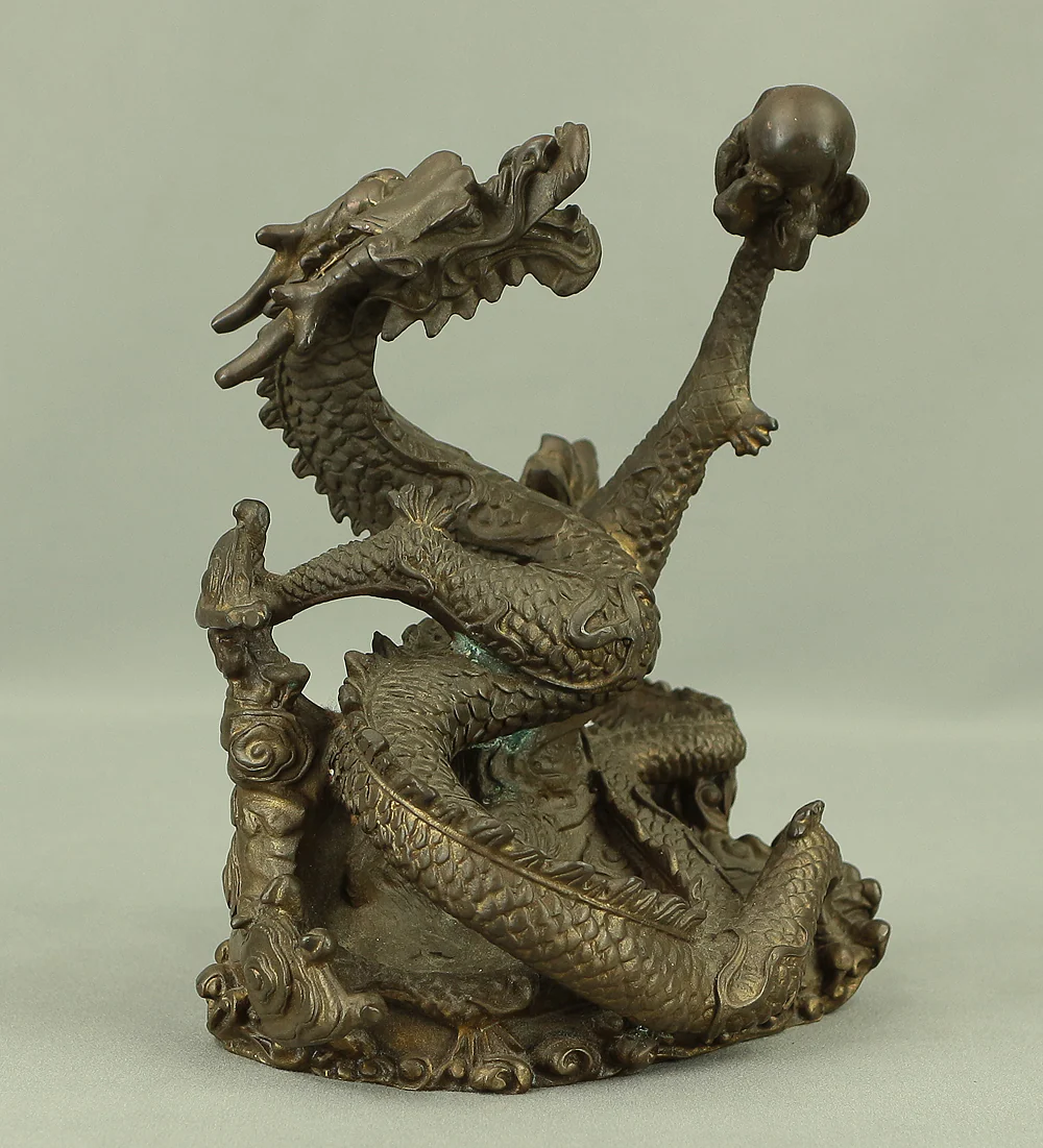 Rising Dragon Holding Cintamani (Nyoi Hoju) Okimono Figurine VA429 - Image 3