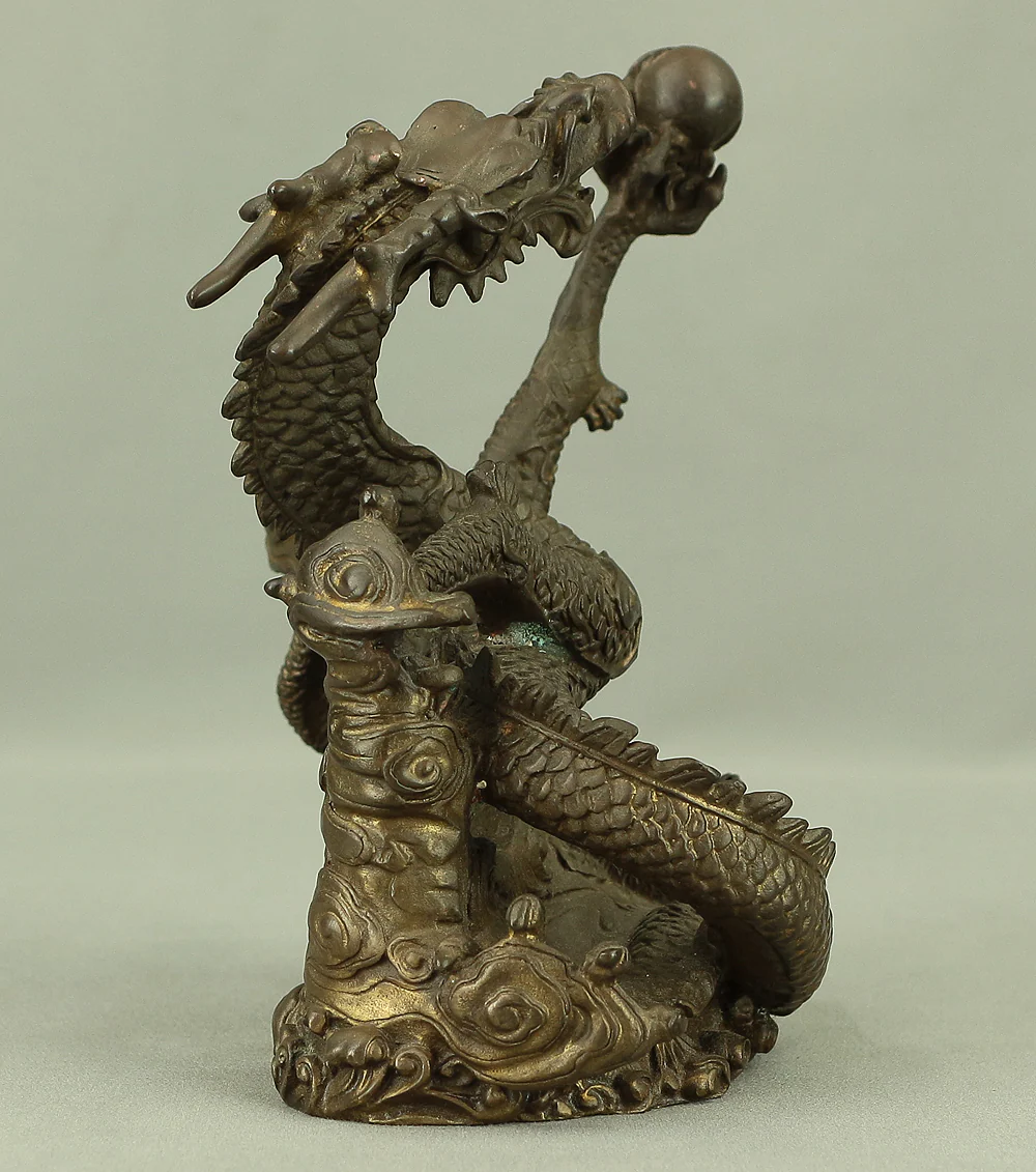 Rising Dragon Holding Cintamani (Nyoi Hoju) Okimono Figurine VA429 - Image 4