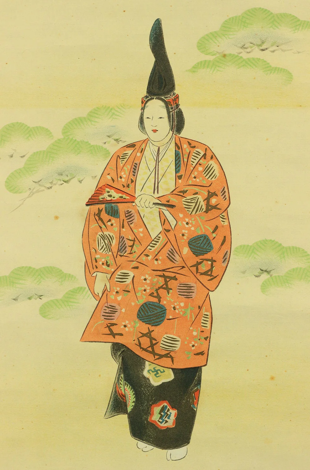 洗風 SENPU Japanese kakejiku kakemono hanging scroll NOH Play Actor ＆ Temple Bell / Japan Wall hanging Pine Dojoji Mask Costume Hand drawn - Image 6