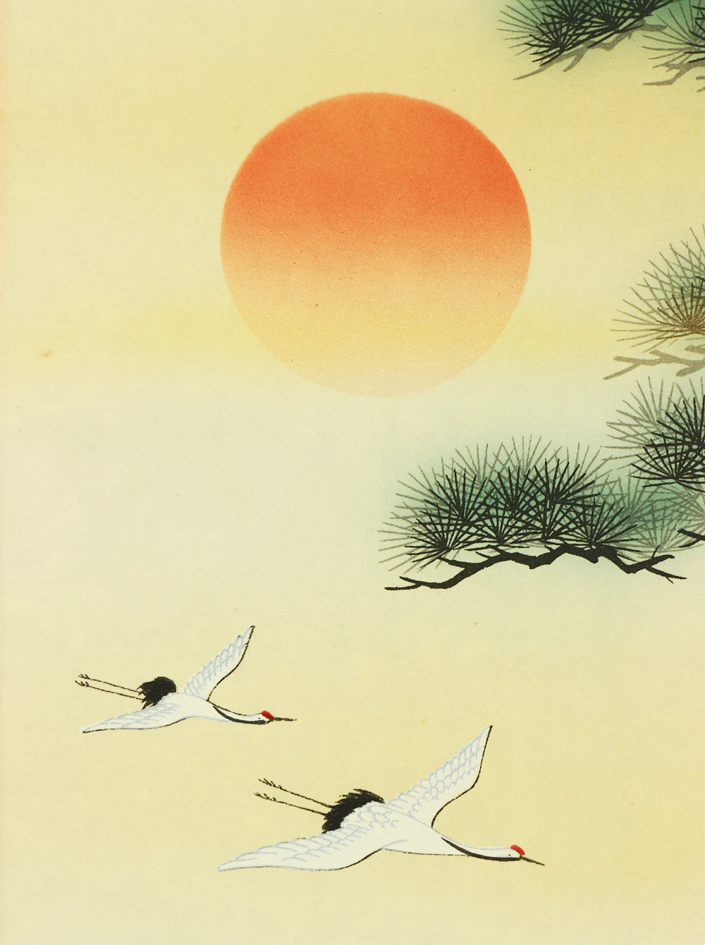 心蓮 SHINREN Japanese art kakejiku kakemono wall hanging scroll / TAKASAGO Longevity Old Man Old Woman Rising Sun Crane Turtle Box I612 - Image 6