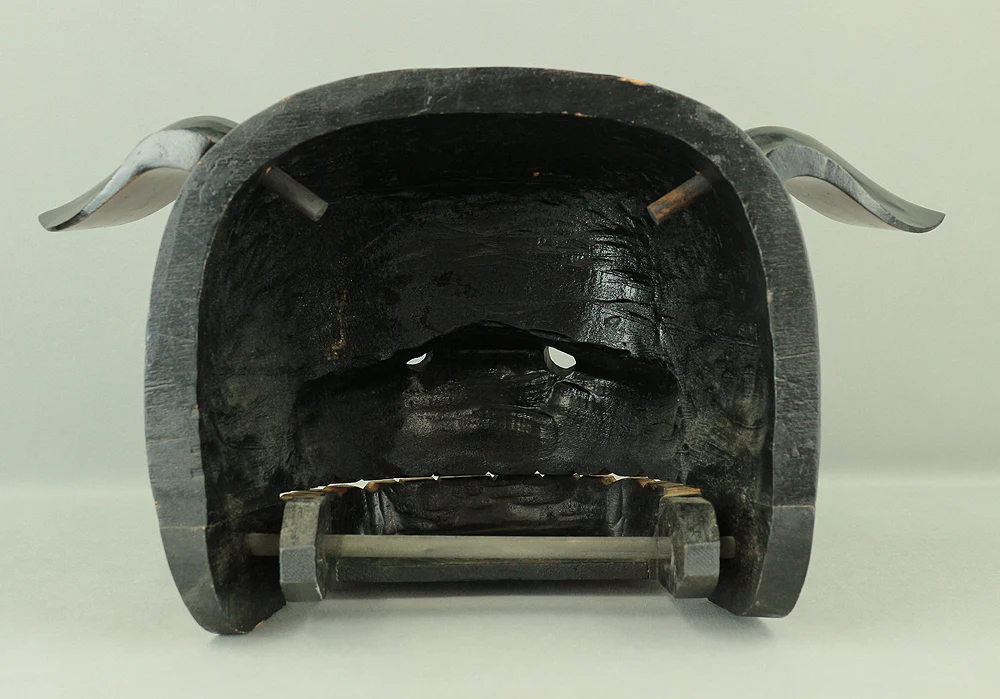 Shishigashira Japanese Old lacquered Gilt with eyes and tooth Shishimai head Mask Kagura Lion head Shinto tool ornament Okimono V708 - Image 25