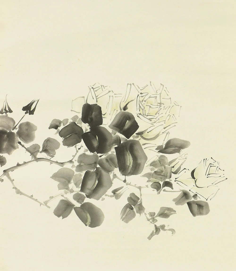 秋陽 SHUYO White roses flower W625 / Japanese art kakejiku kakemono wall hanging scroll - Image 5