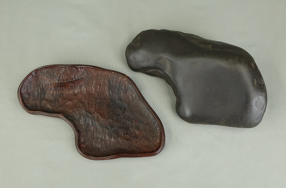 Suiseki Black Stone 4.2kg with Wooden Stand VB107 - Image 26