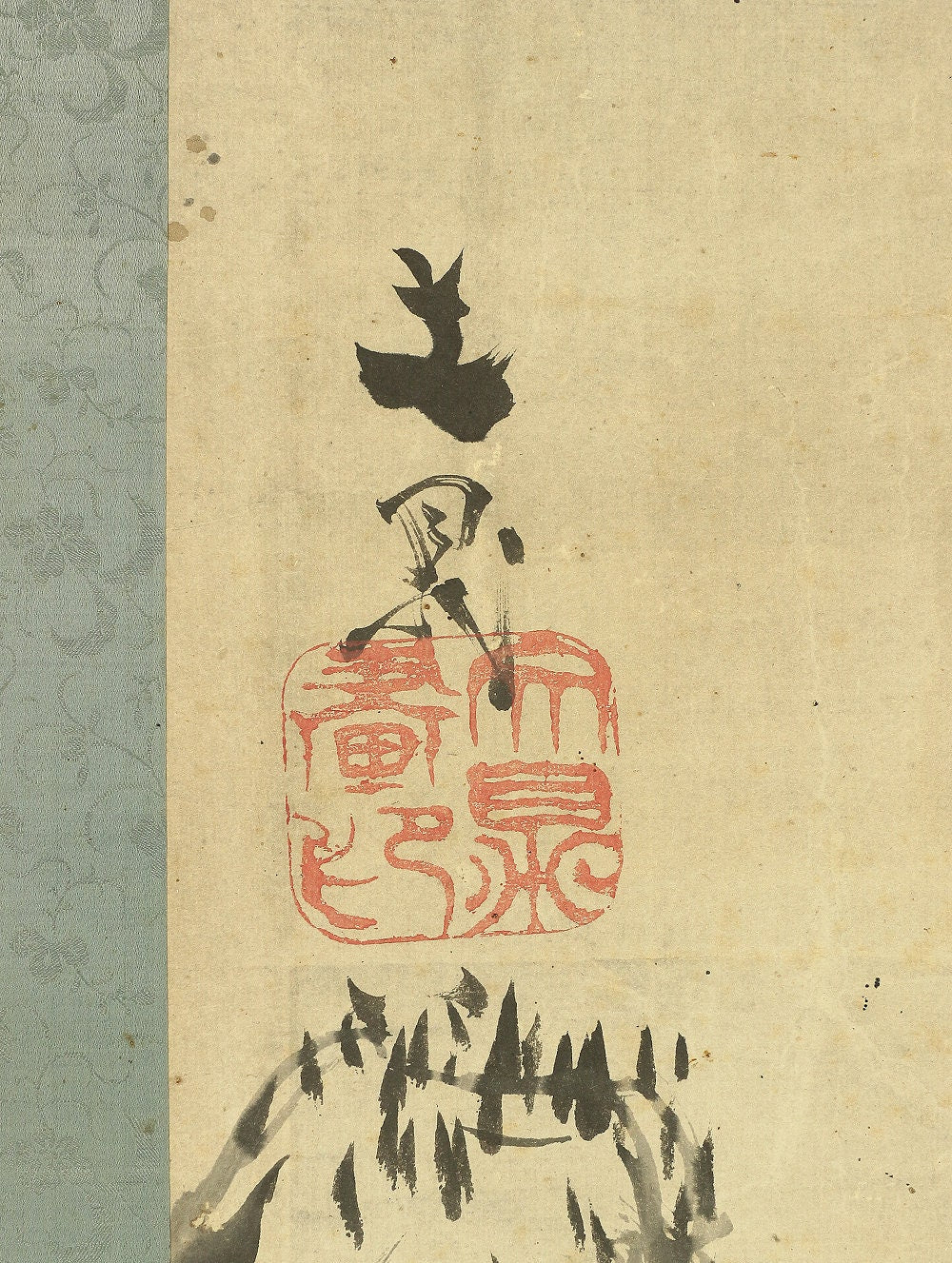 谷文晁 TANI BUNCHO 1763~1841 Suiboku brush ink landscape Sansui with Box W578 / Japanese antique art large kakejiku kakemono hanging scroll - Image 6