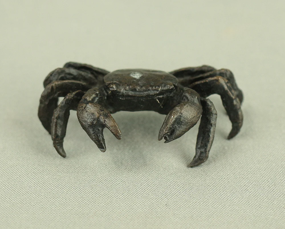 Tenpai Cast Metal Bonsai Okimono Small Ornaments Figurines 7pcs 'Three Crabs, Parent and Child Deer, Rafting Man, and Frog' VA615 - Image 11