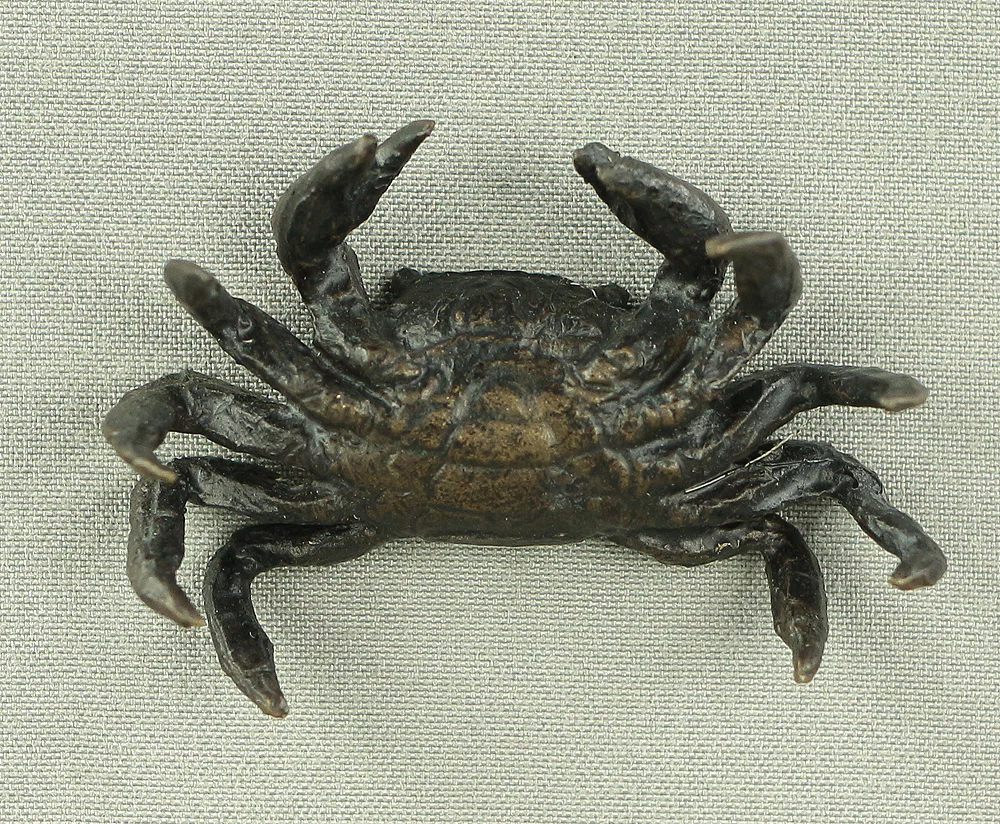 Tenpai Cast Metal Bonsai Okimono Small Ornaments Figurines 7pcs 'Three Crabs, Parent and Child Deer, Rafting Man, and Frog' VA615 - Image 13