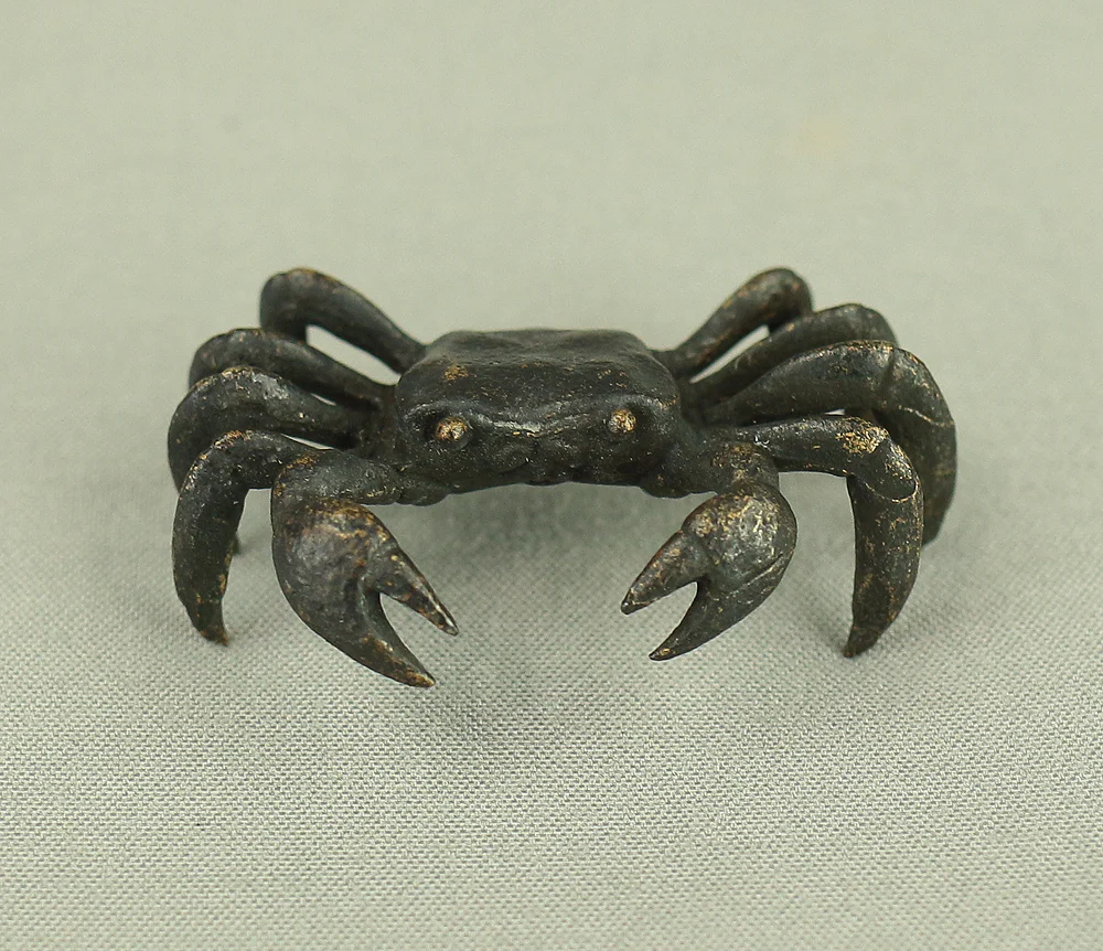 Tenpai Cast Metal Bonsai Okimono Small Ornaments Figurines 7pcs 'Three Crabs, Parent and Child Deer, Rafting Man, and Frog' VA615 - Image 14