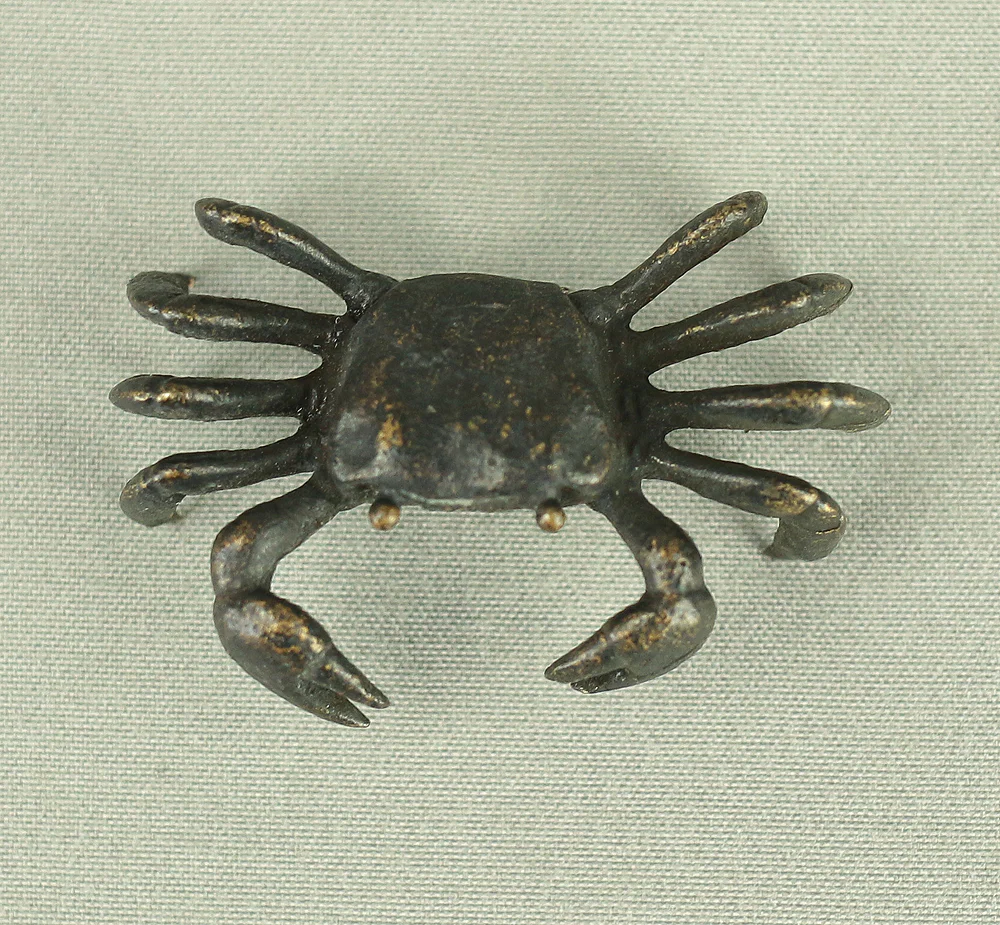 Tenpai Cast Metal Bonsai Okimono Small Ornaments Figurines 7pcs 'Three Crabs, Parent and Child Deer, Rafting Man, and Frog' VA615 - Image 15