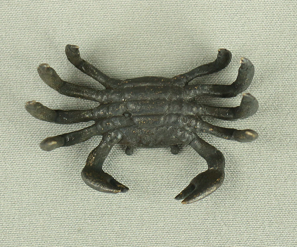 Tenpai Cast Metal Bonsai Okimono Small Ornaments Figurines 7pcs 'Three Crabs, Parent and Child Deer, Rafting Man, and Frog' VA615 - Image 16