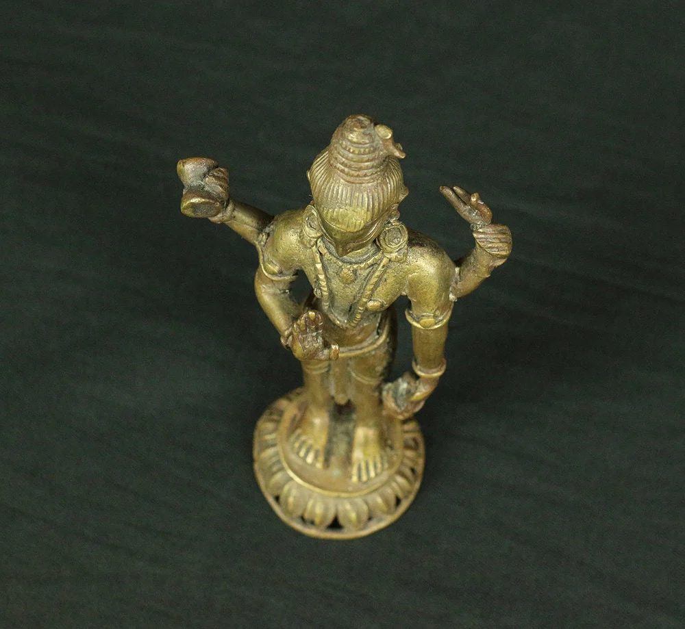 TIBETAN Buddhism Small Statue "Mahakala,Shiva" OLD COPPER Figurine Ornament / Hinduism God Brahman Creation Destruction Rebirth Meditation - Image 9